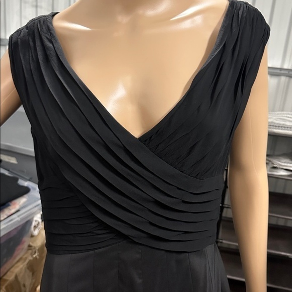 Adrianna Papell Black Asymmetrical Pleated Midi Dress